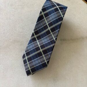 Vintage Original Penguin Men’s Tie Plaid Blue Black Silk 2.75” Wide